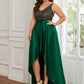 High Low Sleeveless Plus Size Dresses With Sequin for Evening