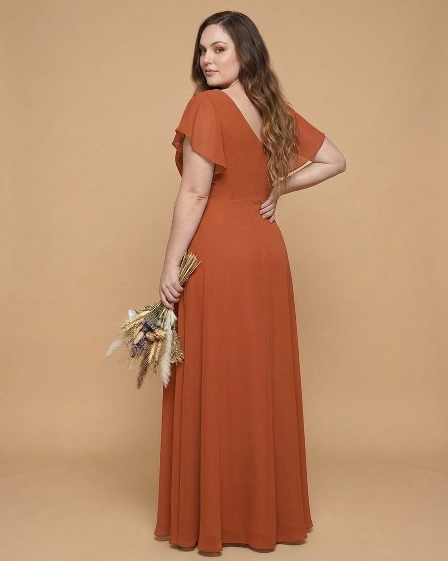 Avenleigh Plus Size Classic A-Line Chiffon Bridesmaid Dress Floor Length for Wedding - N0330