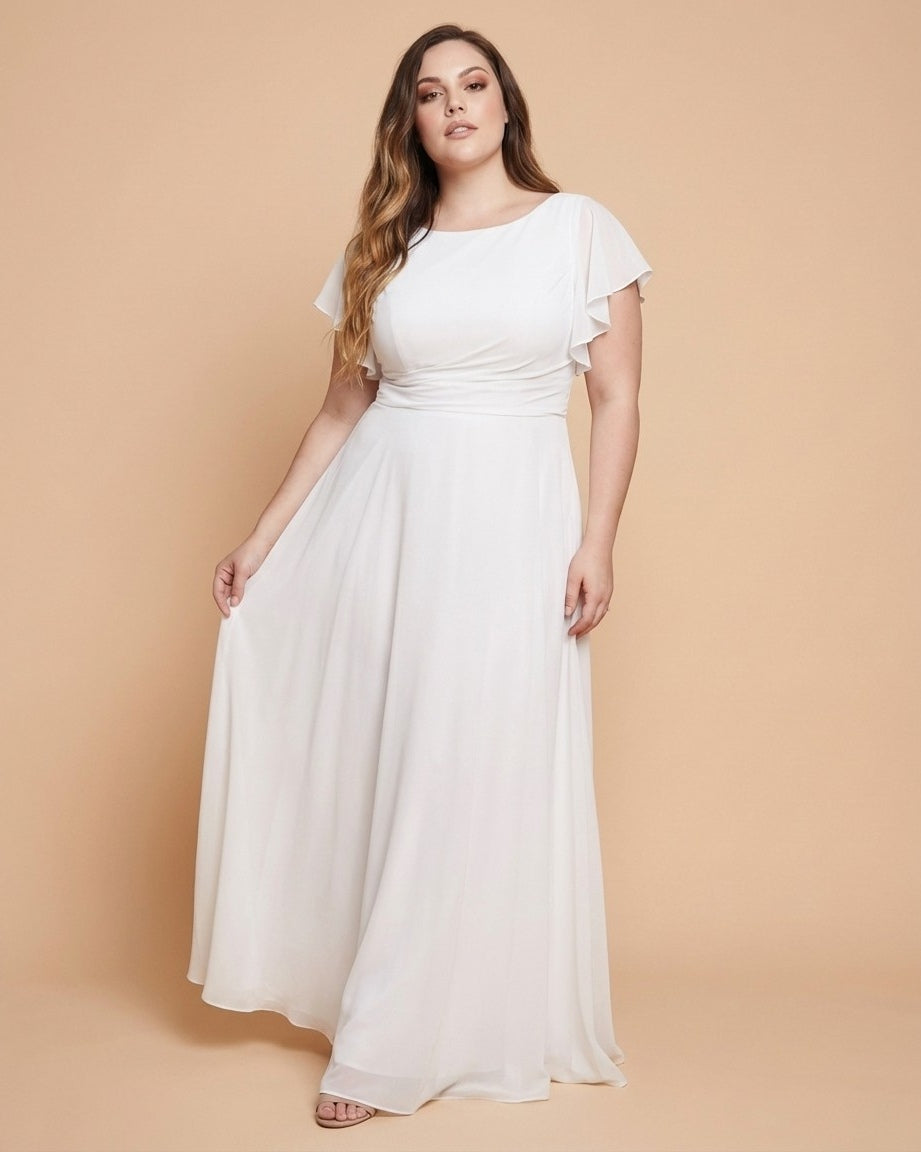 Avenleigh Plus Size Classic A-Line Chiffon Bridesmaid Dress Floor Length for Wedding - N0329