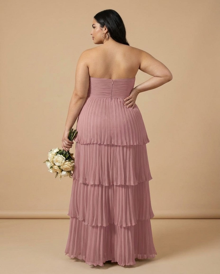 Chantarae Romantic Plus Size A Line Chiffon Bridesmaid Dress Sweetheart Floor Length Formal Gown For Wedding Guest Prom Wedding Events - N0372