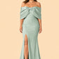 Elegant Plus Size Bridesmaid Dress with Off Shoulder Bow Detail and Slit