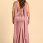 Strapless Satin Bridesmaid Dress with Open Back and Sculpted Silhouette