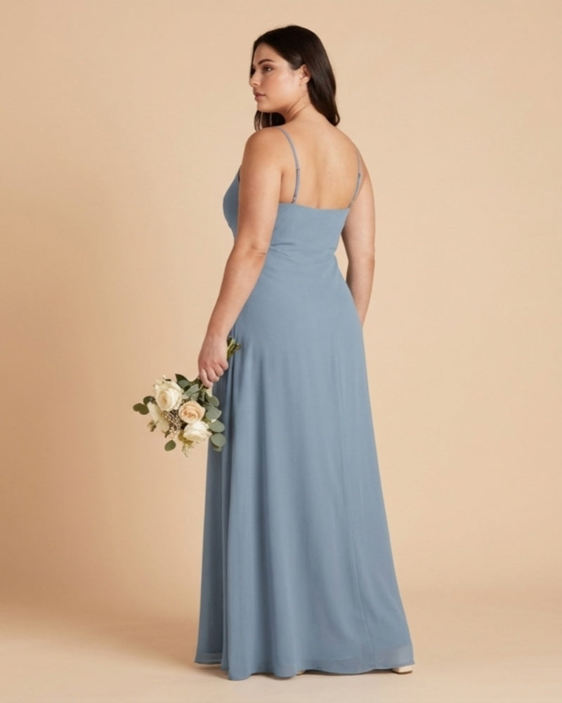Silvarelle Elegant Plus Size Sheath Chiffon Bridesmaid Dress with Flowing Fit for Wedding -N0364