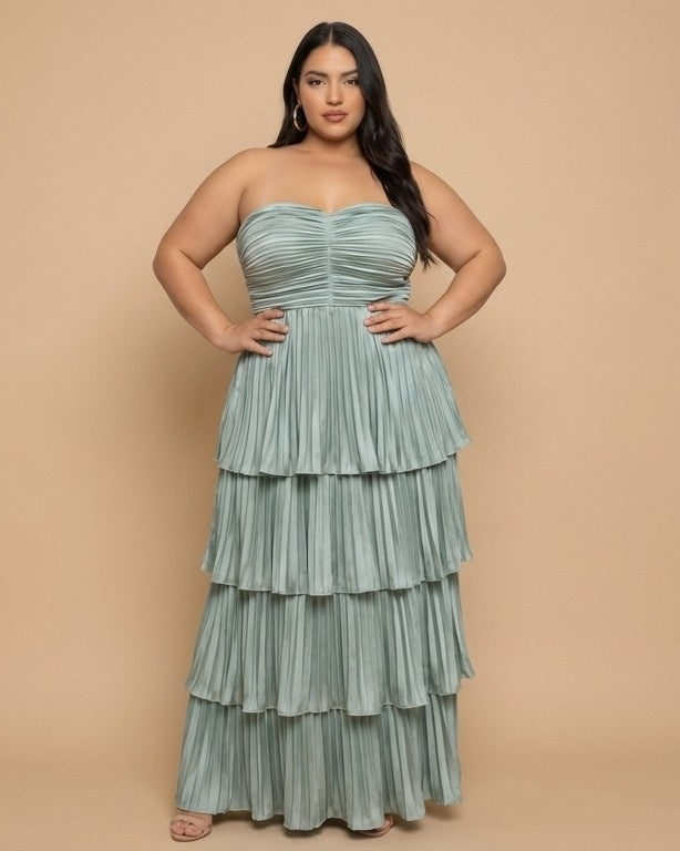 Chantarae Sophisticated Plus Size A-Line Satin Charmeuse Bridesmaid Gown - N0380