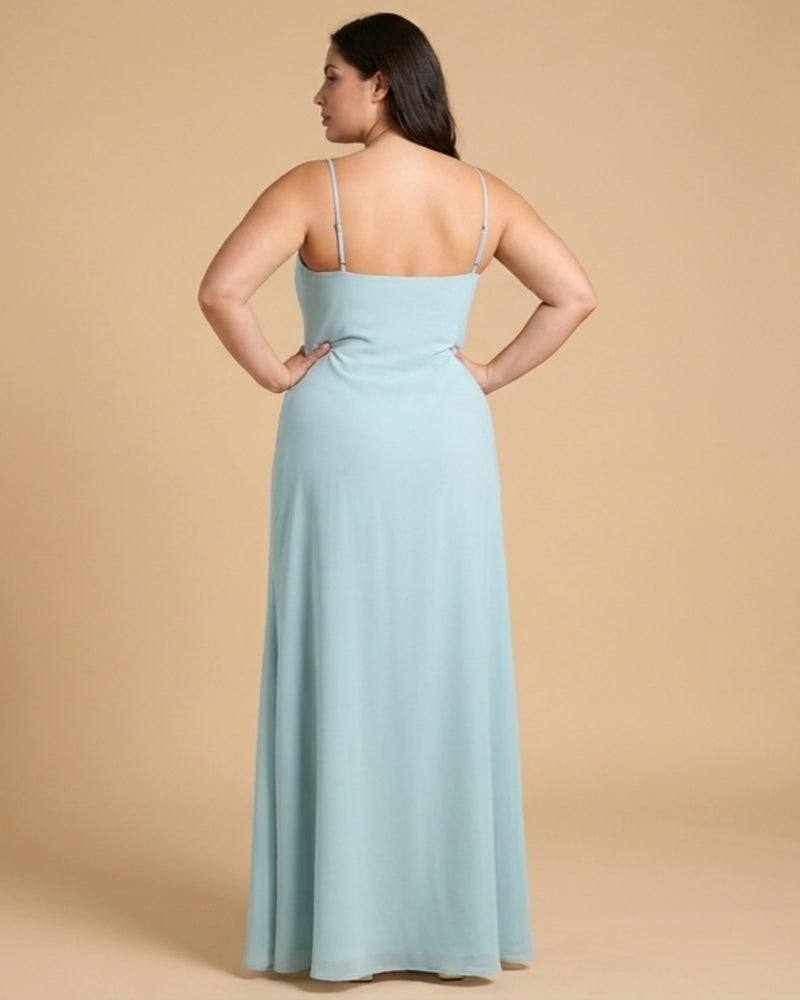 Silvarelle Elegant Plus Size Sheath Chiffon Bridesmaid Dress with Flowing Fit for Wedding -N0364