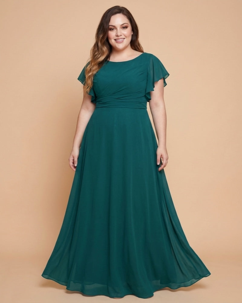 Avenleigh Plus Size Minimalist A-Line Chiffon Bridesmaid Dress with  Silhouette -N0337