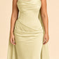 Strapless Satin Bridesmaid Dress with Open Back and Sculpted Silhouette