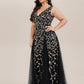 Plus Size Sparkling Sleeveless Leaf Sequin A-Line Formal Evening Dress