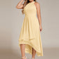 Flowy Plus Size Halter Neck Chiffon Midi Wedding Guest Dress