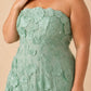 Romantic Lace Up Back Bridesmaid Gown Featuring 3D Floral Appliqué Tiered Flowy Skirt