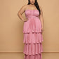 Chantarae Soft Satin Ruffled A-Line Plus Size Bridesmaid Dress for Wedding Parties - N0382