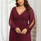Stylish Plus Size Chiffon Formal Evening Dresses with Long Lantern Sleeves