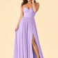 Ruched Satin Bridesmaid Dress with Open Back and Side Slit