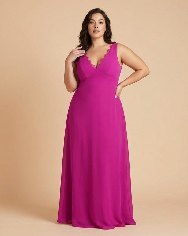 Silvarelle Minimalist Plus Size Sheath Bridesmaid Dress with Soft Chiffon for Wedding -N0365