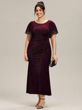 Plus Size Sequin Flutter Sleeve Formal Dress