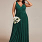 Plus Size Sleeveless V-Neck Pleated A-Line Formal Evening Dress