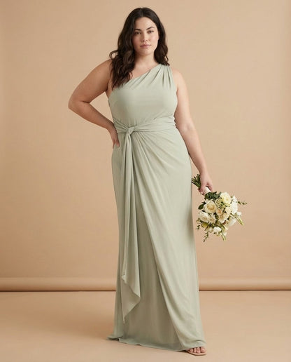 Whisperfall Plus Size Sculpting Panel One Shoulder Bridesmaid Dress - N0321