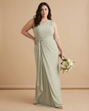 Whisperfall Plus Size Sculpting Panel One Shoulder Bridesmaid Dress - N0321