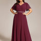 Plus Size Pleated A-Line Shiny Belt Chiffon Formal Evening Dress