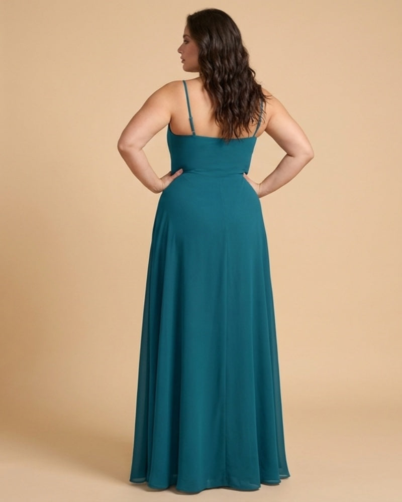 Silvarelle Elegant Plus Size Sheath Chiffon Bridesmaid Dress with Flowing Fit for Wedding -N0364