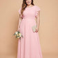 Avenleigh Plus Size Half Sleeve Pleated Chiffon A-Line Bridesmaid Dress for Wedding Party - N0338