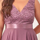 Plus Size Stunning V Neck Prom Lace Dress for Women