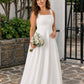 Elegant Plus Size A-Line Bridesmaid Dress with Pockets and Open Back
