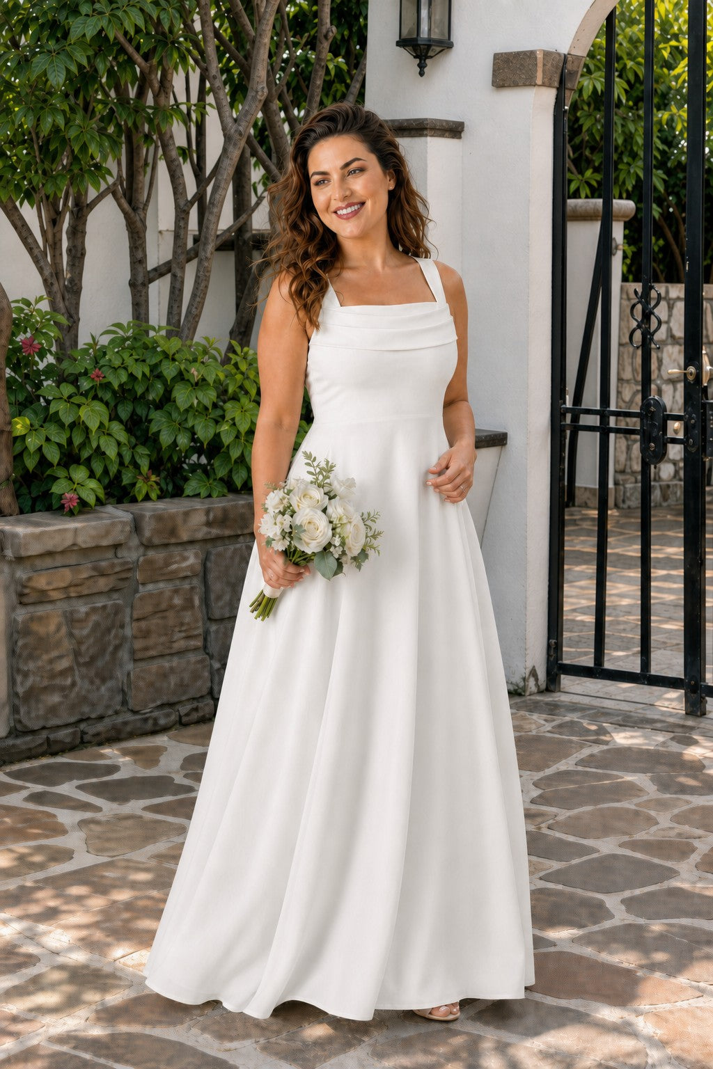 Elegant Plus Size A-Line Bridesmaid Dress with Pockets and Open Back