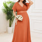 Plus Size Simple Empire Waist Flutter Sleeve Evening Dress