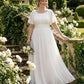 Petaline Plus Size Chiffon A-Line Bridesmaid Gown with Short Flutter Sleeves N0326