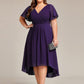 Plus Size Double V-Neck Ruffles Sleeve Chiffon Midi Wedding Guest Dress