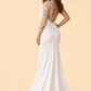 Plus Size Mermaid Wedding Dress with Lace Sleeves and Illusion Back