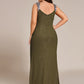 Plus Size Sequin Shoulder Strap Wedding Guest Dress with Side Slit