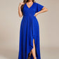 Plus Size Glitter Ruffled High-Low Front Slit Evening Dress