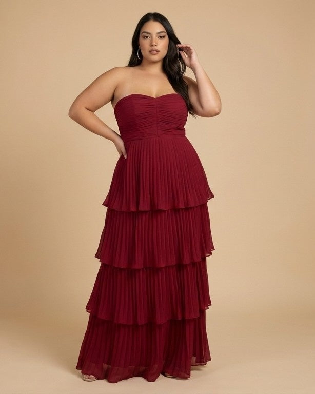 Chantarae Sophisticated Plus Size A-Line Chiffon Bridesmaid Gown - N0374