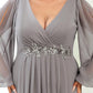 Stylish Plus Size Chiffon Formal Evening Dresses with Long Lantern Sleeves
