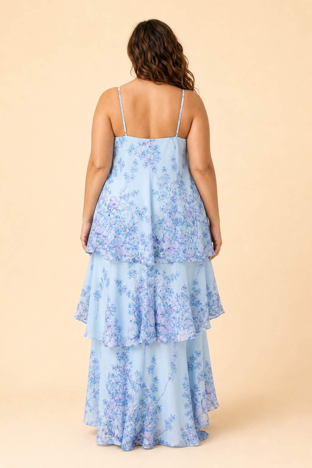 Romantic Floral A-Line Bridesmaid Dress with Flowing Tiered Skirt