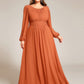 Plus Size See-Through Puff Sleeve Chiffon Mother Dress