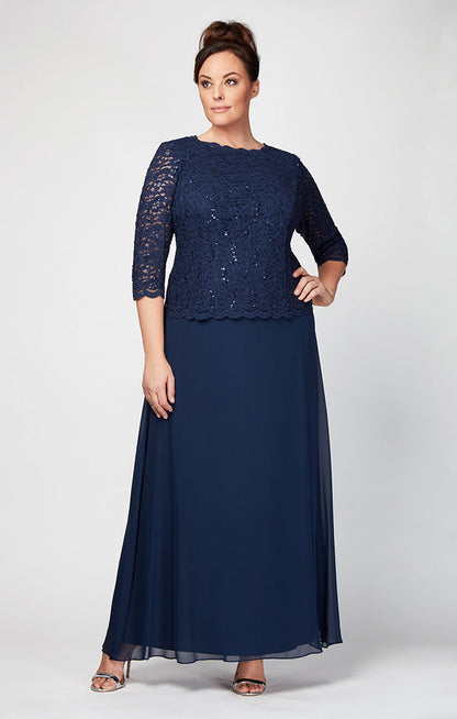 Plus Juliet Sequin Lace & Chiffon Gown