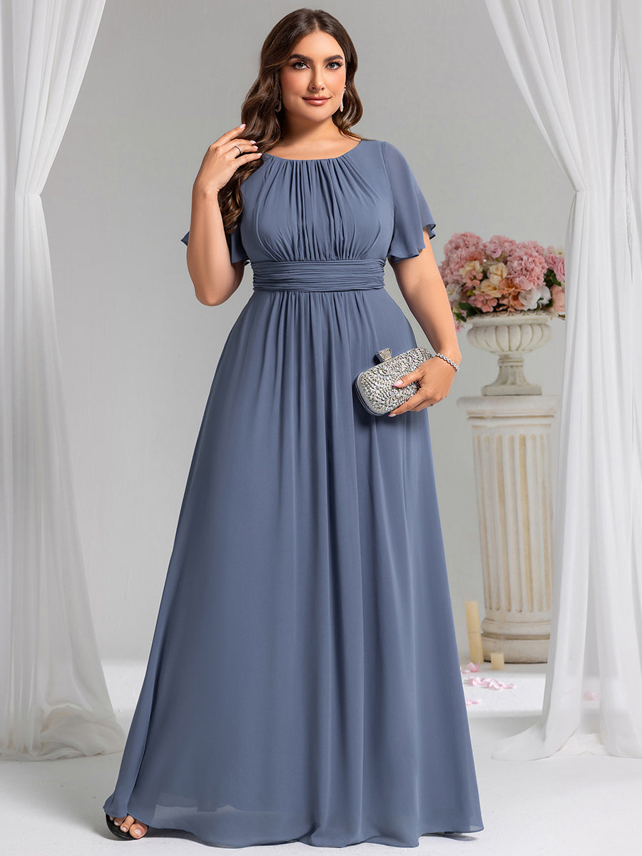 Plus Size Simple Chiffon Pleated A-Line Bridesmaid Dress