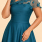 Plus Size Backless A-Line Formal Gown with Floral Appliqué and Satin Skirt