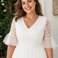 Plus Size Chiffon A-Line Bride Wedding Dress with Embroidered Detail
