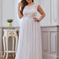 Plus Size Classic Round Neck V Back A-Line Chiffon Bridesmaid Dresses with Lace