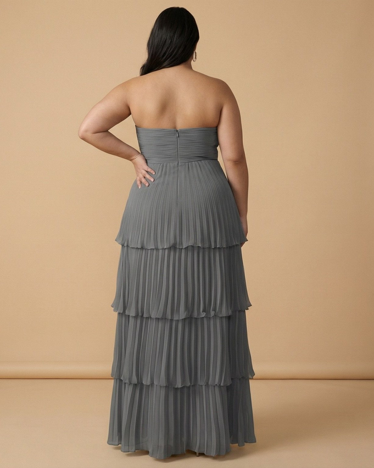 Chantarae Plus Size Elegant Chiffon Bridesmaid Dress with Flowing Silhouette for Wedding -N0371