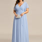 Plus Size Pleated Tie-Waist Chiffon Bridesmaid Dress