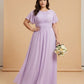 Petaline Plus Size Short Sleeve Chiffon Bridesmaid Dress N0322