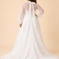 Minimalist Plus Size Wedding Gown with Sheer Long Sleeves