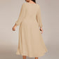 Plus Size Chiffon A-Line 3/4 Sleeves Asymmetrical Hem Wedding Guest Dress