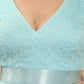 Plus Size Stunning V Neck Prom Lace Dress for Women