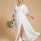 Petaline Romantic Plus Size A-Line Bridesmaid Dress with V-Neck Pleated Chiffon - for Weddings N0301